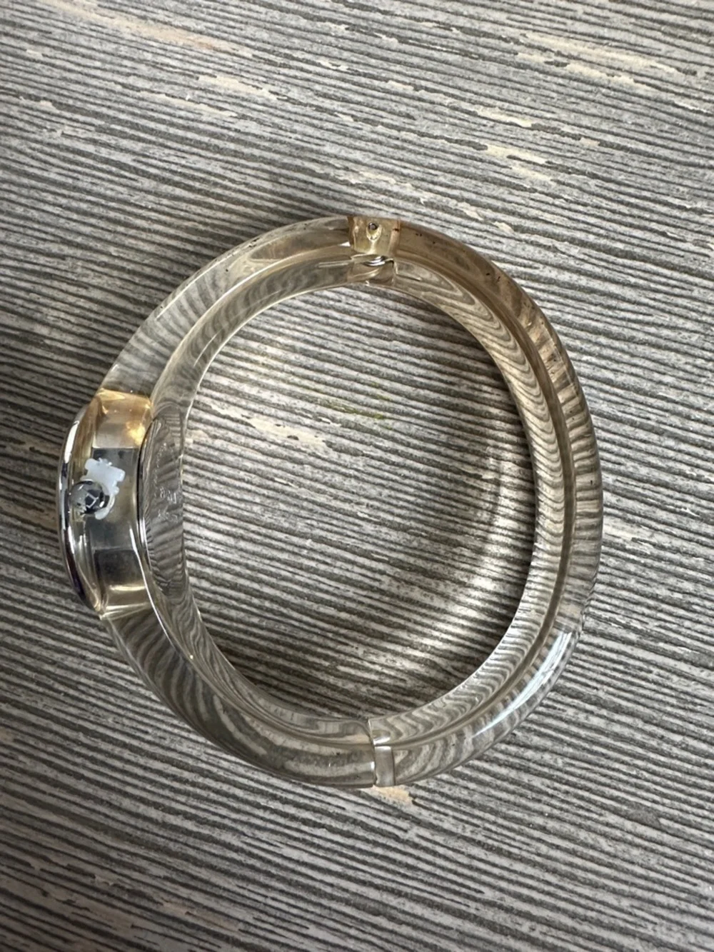 Furla Clear Resin Bangle Watch with Beige Bezel and Silver Dial
